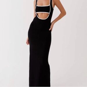 Peppermayo Black and White Cutout Maxi Dress